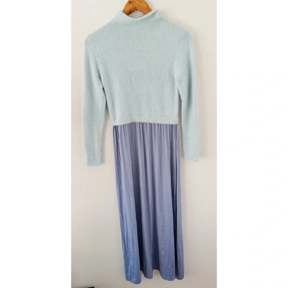 Anthropologie The Thea Long-Sleeve Eyelash Twofer Sweater Dress in Blue